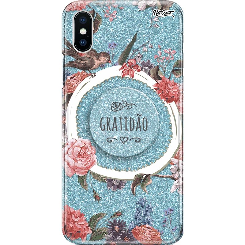 Capa Netcase Glitter + Pop 3in1 Azul - Canários Gratidão