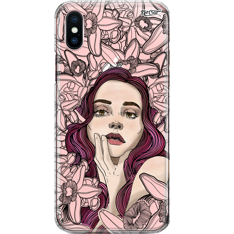 Capa Silicone NetCase Transparente Pink Hair Girl 