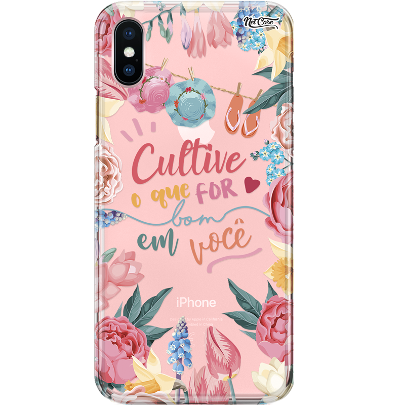 Capa Silicone NetCase Transparente Floral Cultive o que For Bom em Você