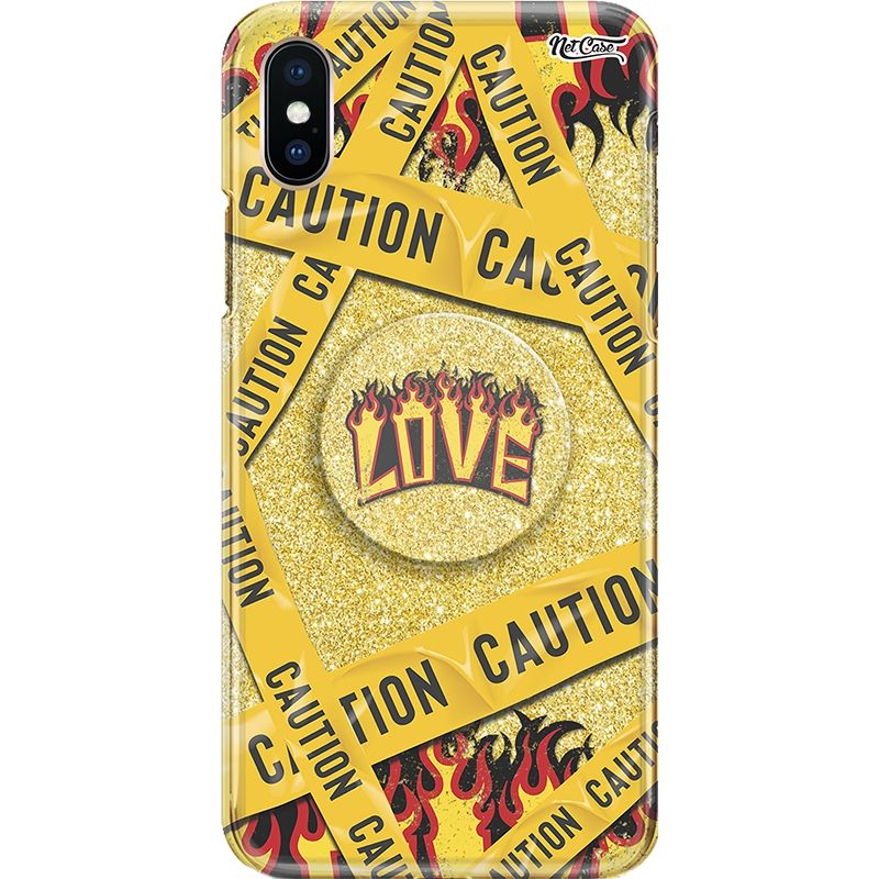 Capa Netcase Glitter + Pop 3in1 Dourado - Caution