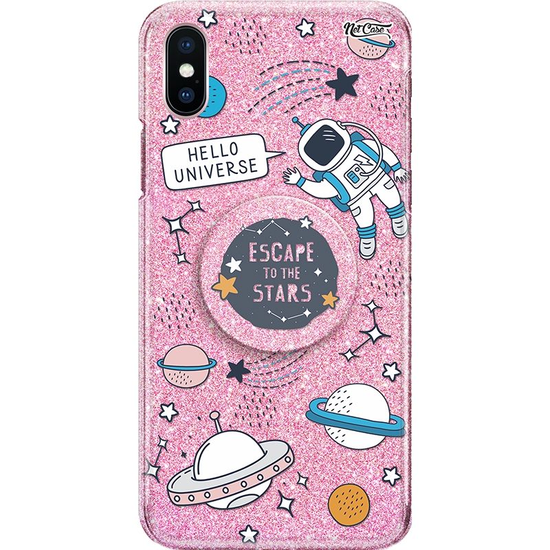 Capa Netcase Glitter + Pop 3in1 Rosa - Hello Universe