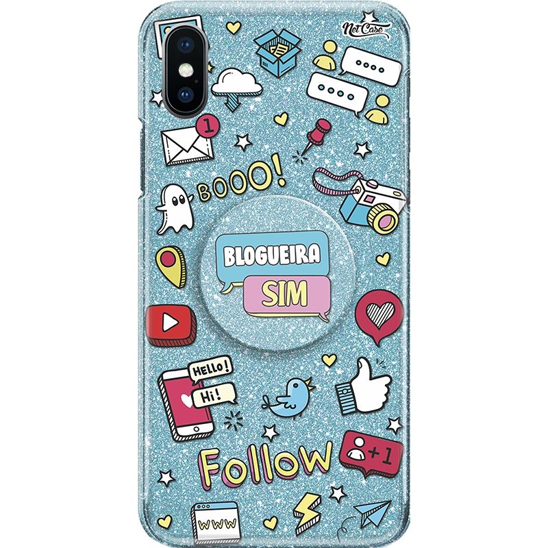 Capa Netcase Glitter + Pop 3in1 Azul - Follow