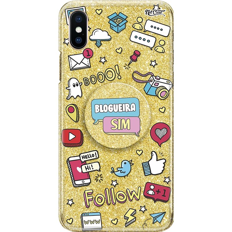 Capa Netcase Glitter + Pop 3in1 Dourado - Follow