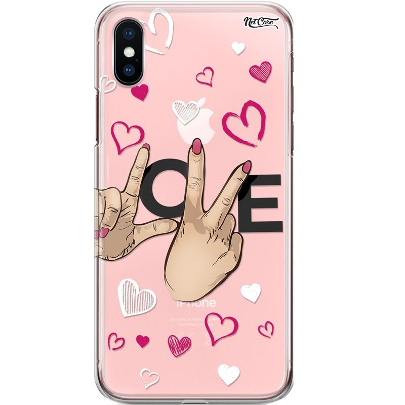 Capa Silicone NetCase Transparente Love Fingers