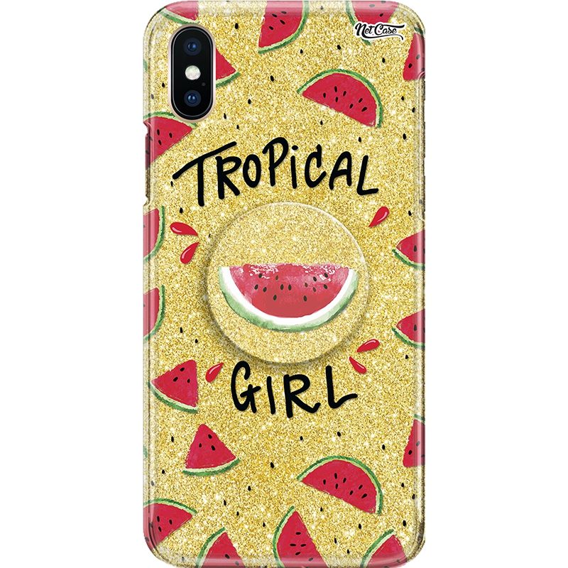 Capa Netcase Glitter + Pop 3in1 Dourado - Tropical Girl
