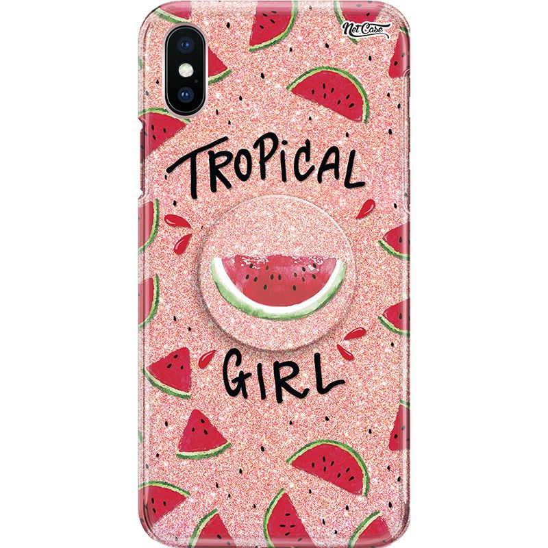Capa Netcase Glitter + Pop 3in1 Rosê - Tropical Girl