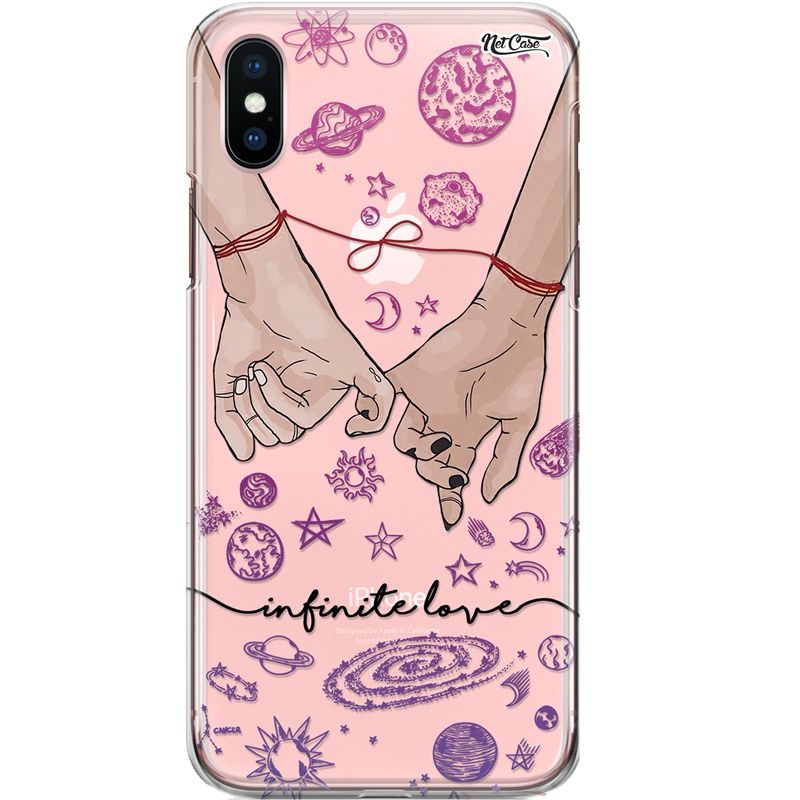 Capa Silicone NetCase Transparente Fingers Crossed: Infinite Love