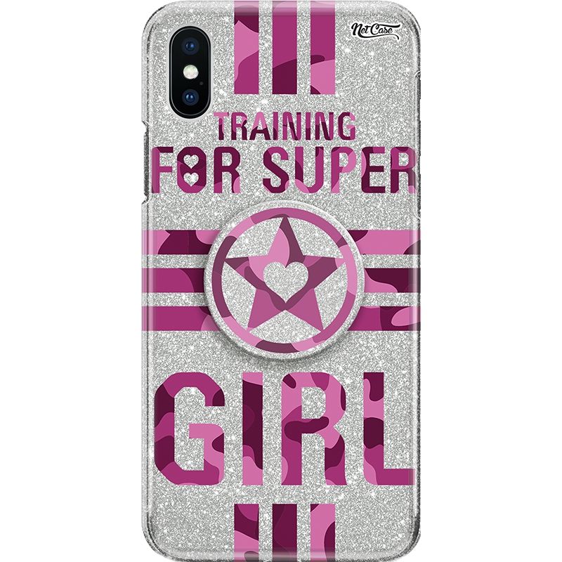 Capa Netcase Glitter + Pop 3in1 Prata - Training For Super Girl