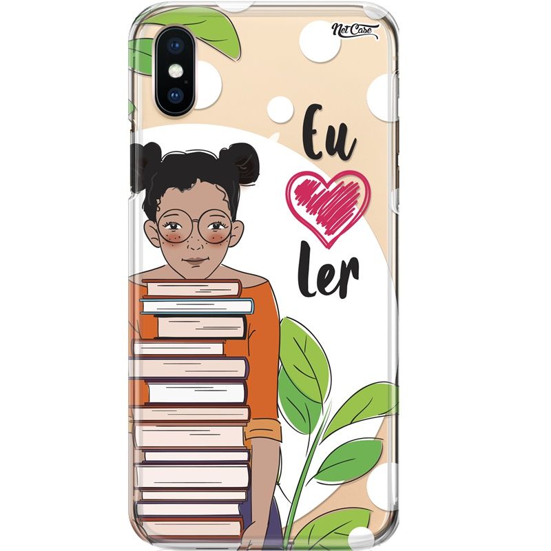 Capa Silicone NetCase Transparente Eu ❤ Ler