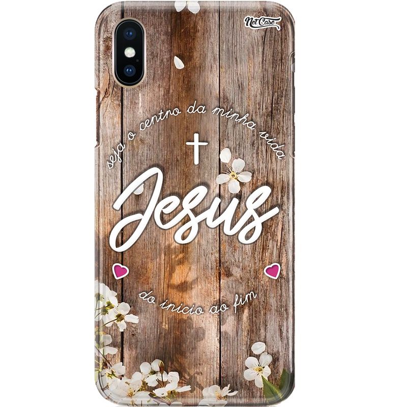 Capa Silicone NetCase Chapada Madeira Seja o Centro da Minha Vida: Jesus