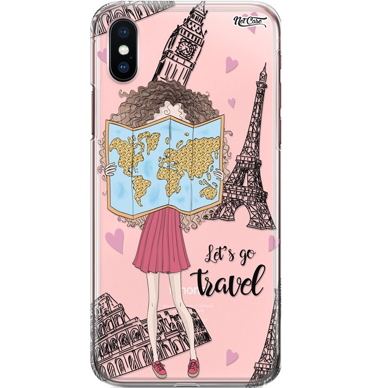 Capa Silicone NetCase Transparente Let's Go Travel