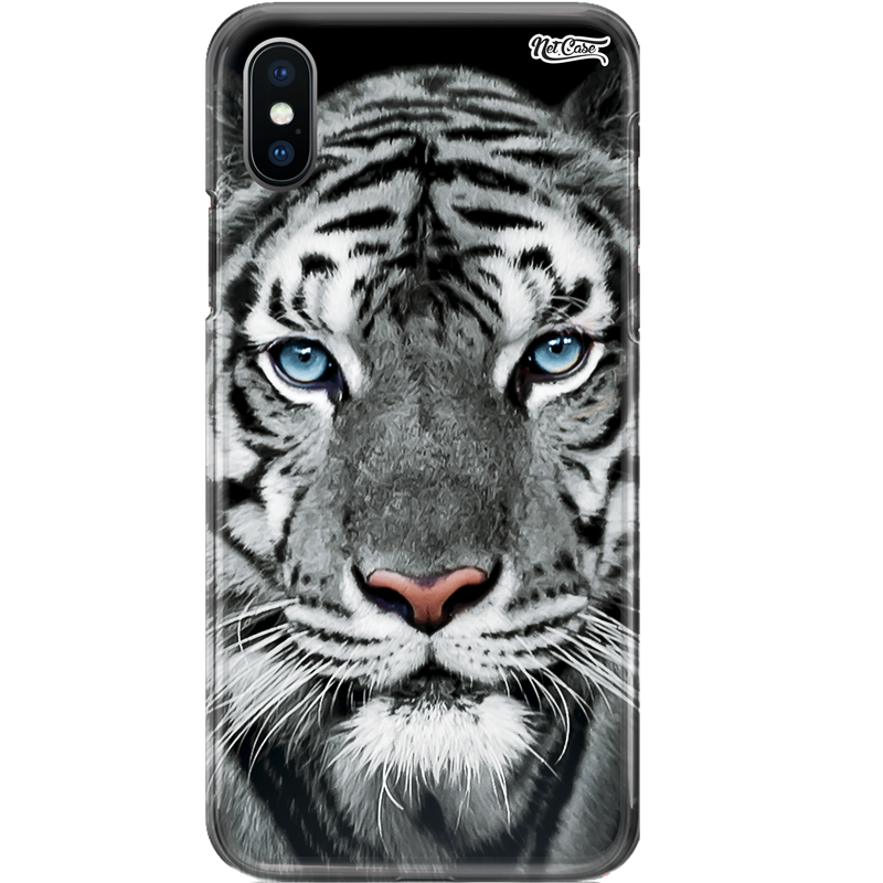 Capa Silicone NetCase Chapada Black and White Tiger Face