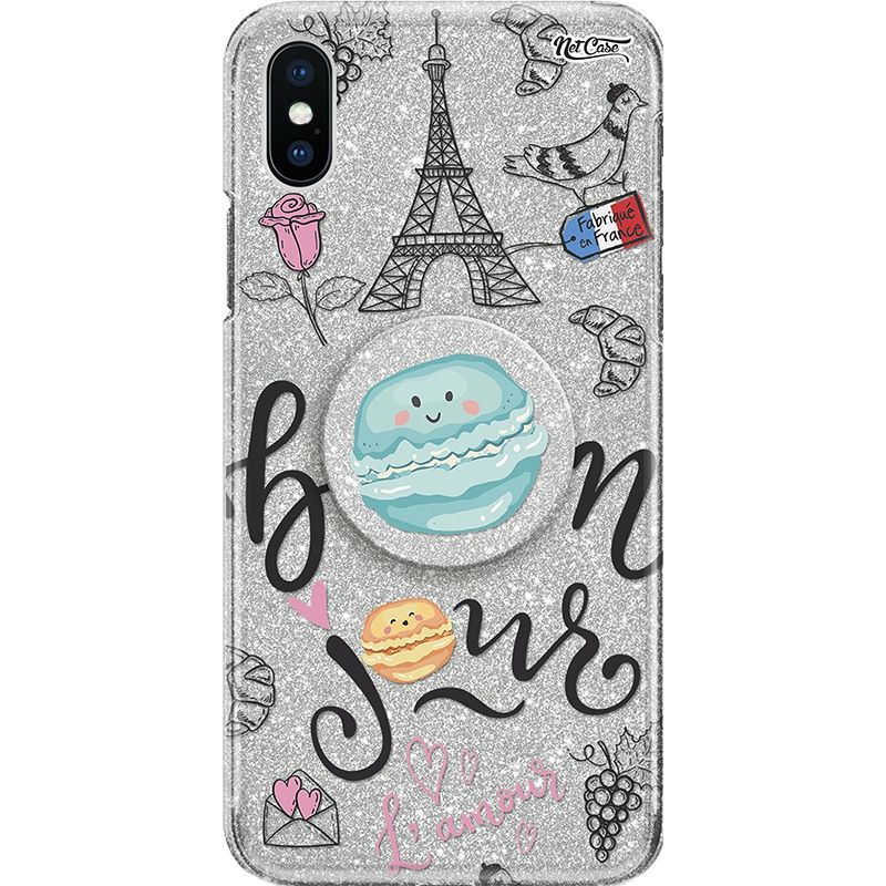 Capa Netcase Glitter + Pop 3in1 Prata - Bon Jour