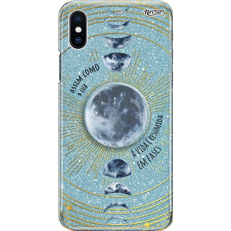 Capa Netcase Glitter + Pop 3in1 Azul - Assim Como a Lua, A Vida é Resumida em Fases