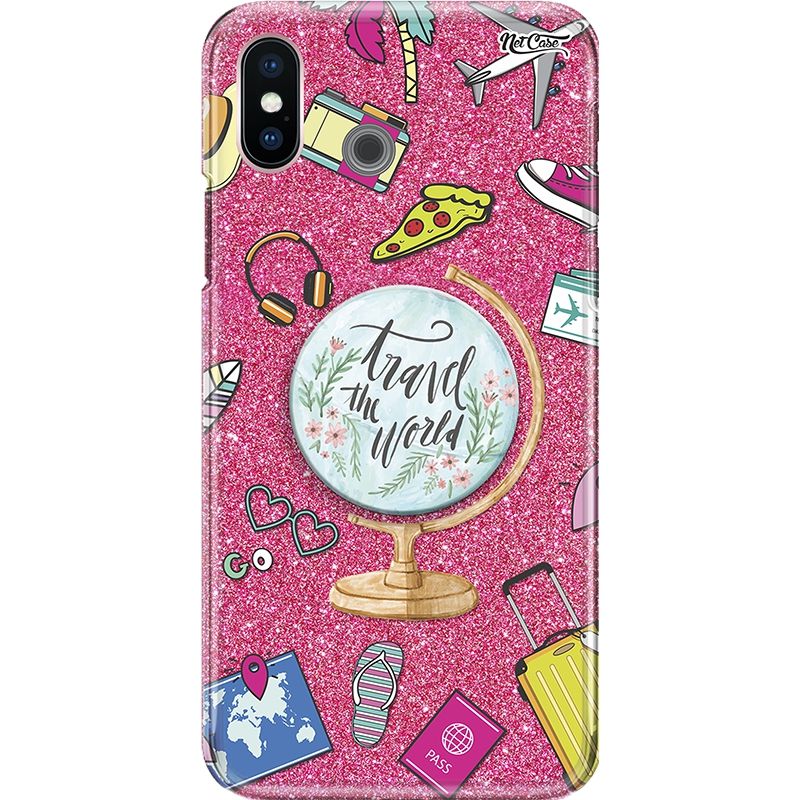 Capa Netcase Glitter + Pop 3in1 Pink - Travel the World