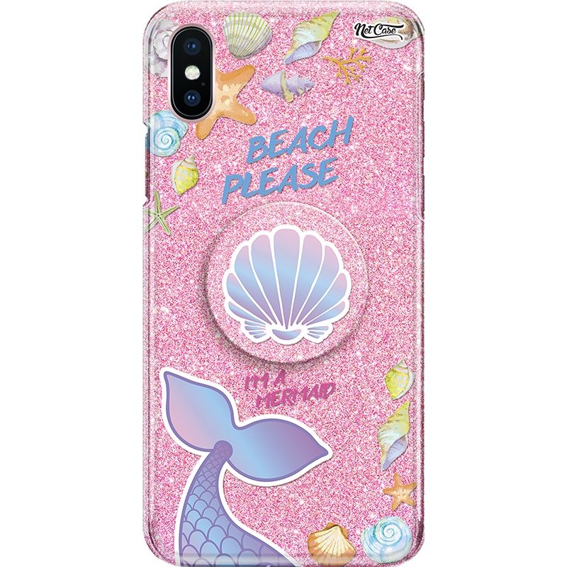Capa Netcase Glitter + Pop 3in1 Rosa - Beach Please, I'M A Mermaid