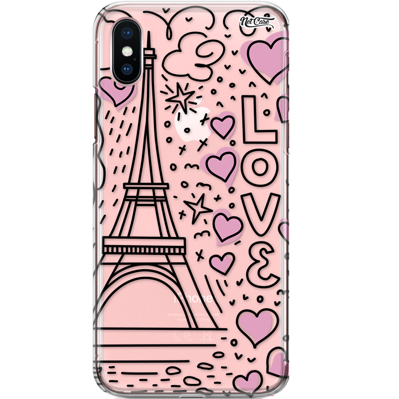 Capa Silicone NetCase Transparente Eiffel Tower Design: Love