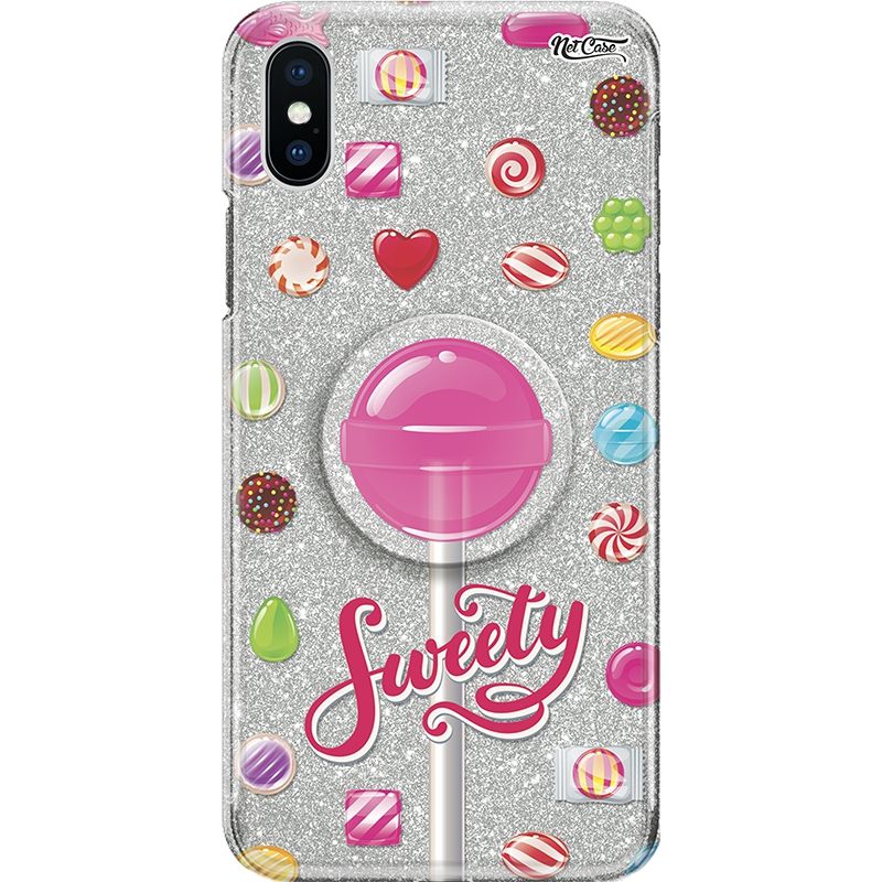 Capa Netcase Glitter + Pop 3in1 Prata - Lollipop Sweety 