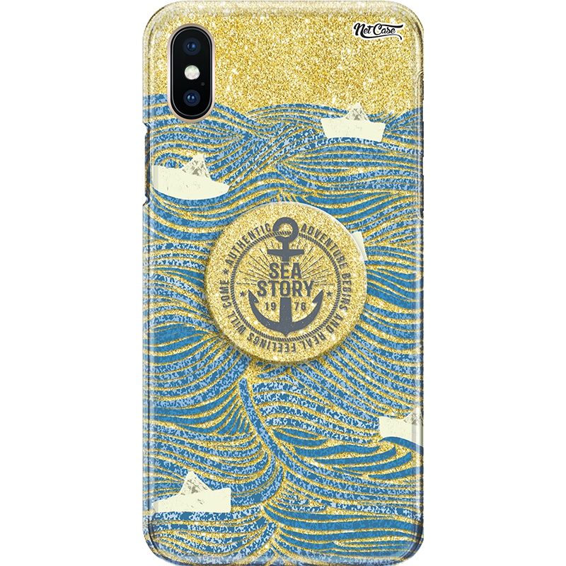 Capa Netcase Glitter + Pop 3in1 Dourado - Authentic Adventure, Sea Story