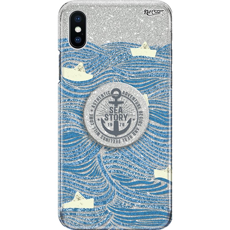 Capa Netcase Glitter + Pop 3in1 Prata - Authentic Adventure, Sea Story