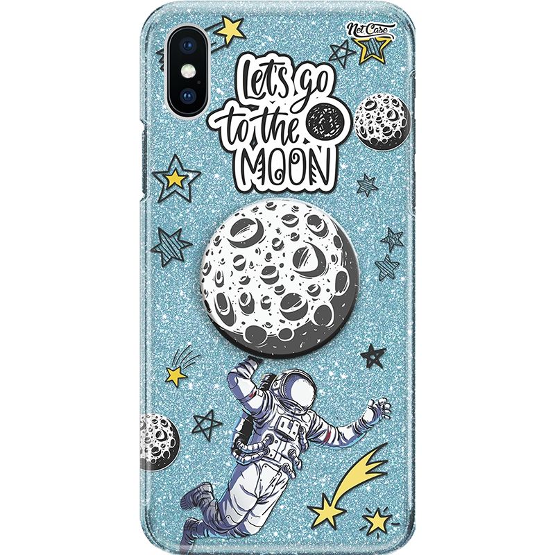 Capa Netcase Glitter + Pop 3in1 Azul - Let's Go to the Moon