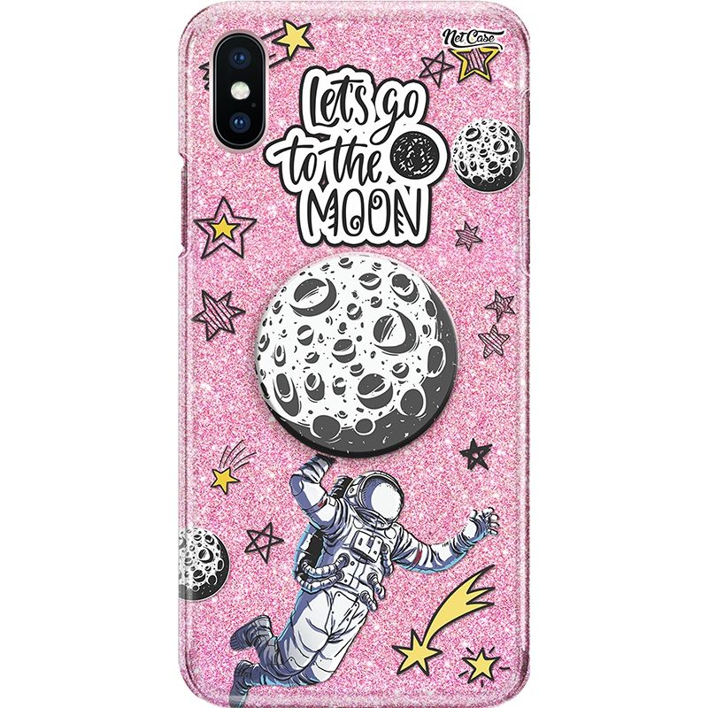 Capa Netcase Glitter + Pop 3in1 Rosa - Let's Go to the Moon