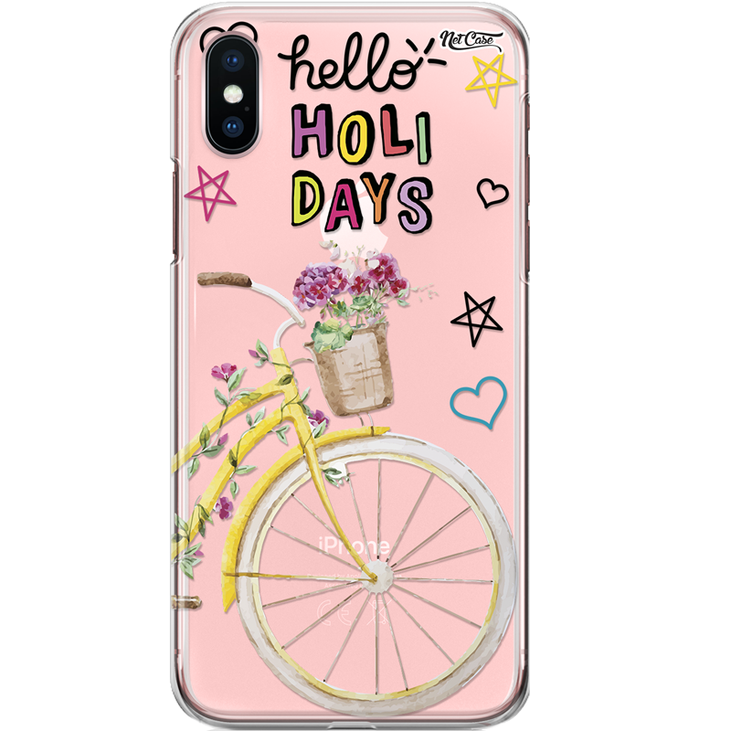 Capa Silicone NetCase Transparente Bicycle Flowers: Hello Holidays