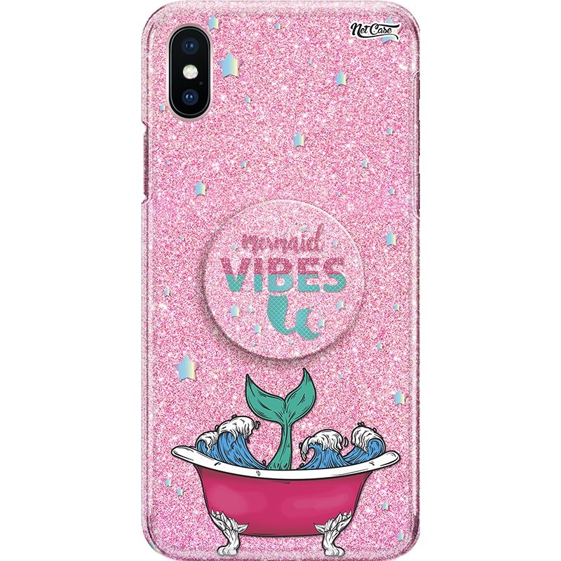 Capa Netcase Glitter + Pop 3in1 Rosa - Mermaid Vibes