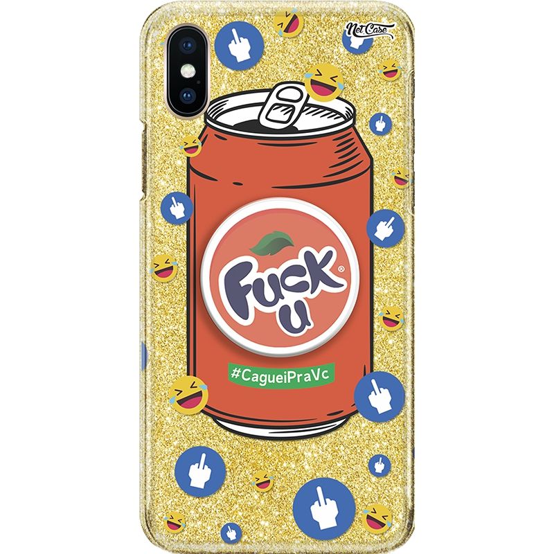 Capa Netcase Glitter + Pop 3in1 Dourado - Refri Laranja F*ck U