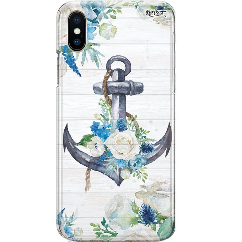 Capa Silicone NetCase Chapada Pintura Âncora: Rosas Brancas e Azuis