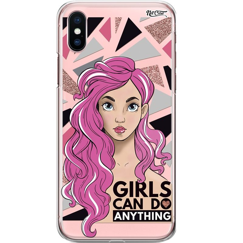 Capa Silicone NetCase Transparente Girls Can Do Anything