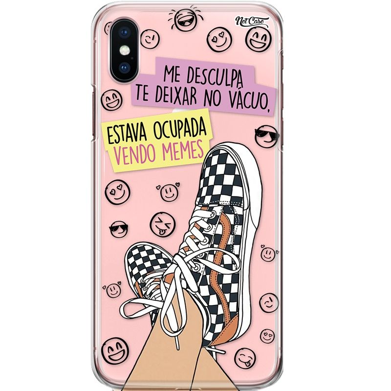Capa Silicone NetCase Transparente Me Desculpa Te Deixar no Vácuo...