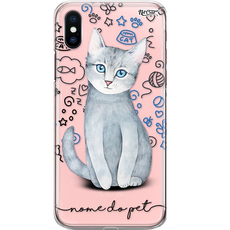 Capa Silicone NetCase Transparente Nome Cat: Azul Russo
