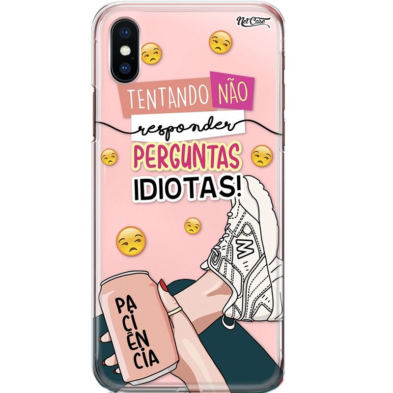 Capa Silicone NetCase Transparente Tentando Não Responder Perguntas Idiotas!