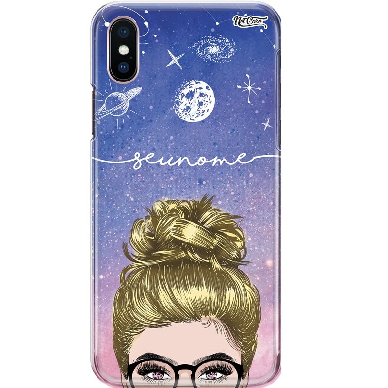 Capa Silicone NetCase Chapada Nome Blonde Girl With Glasses in Space