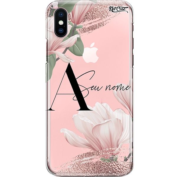 Capa Silicone NetCase Transparente Nome Lírios Rosa