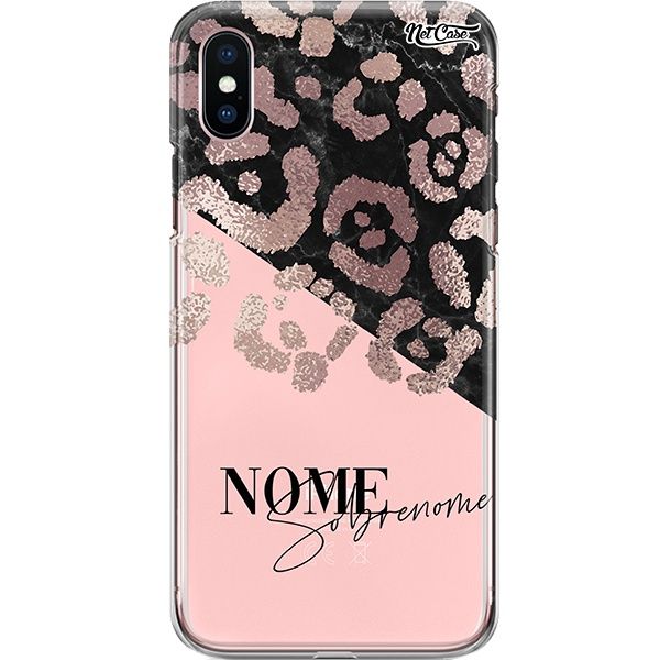 Capa Silicone NetCase Transparente Nome Marmorizada Onça