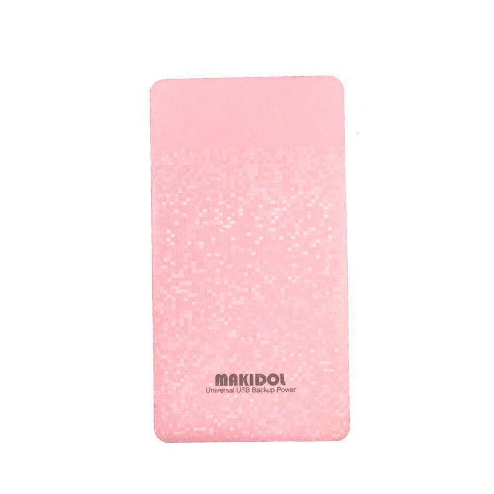  Bateria Extra Portátil Universal Power Bank Makidol Usb - CA-905 - 6000mAh - Rosa