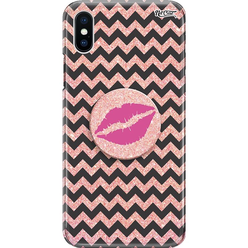 Capa Netcase Glitter + Pop 3in1 Rosê - Zig Zag Kiss