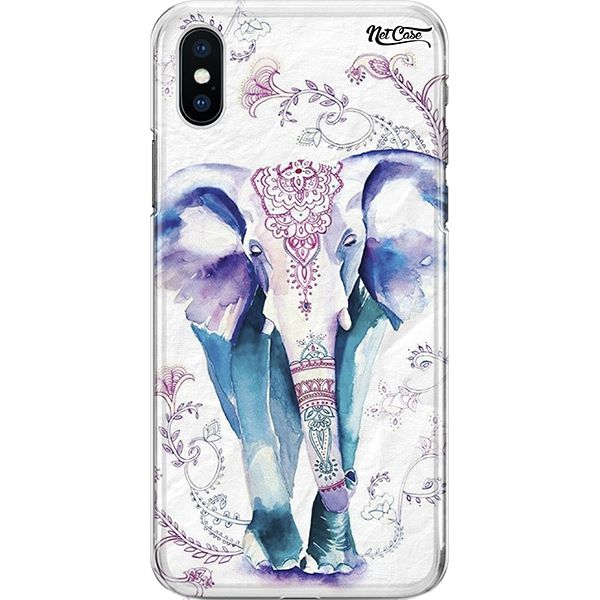 Capa Silicone NetCase Chapada Pintura Elefante Lilás e Azul