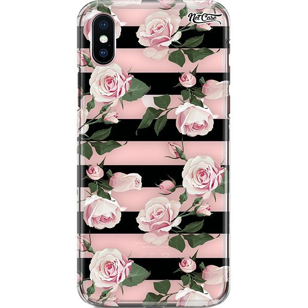 Capa Silicone NetCase Transparente Stripes of Roses