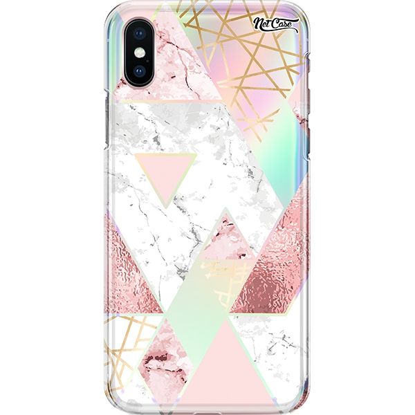 Capa Silicone NetCase Holográfica Geometry Marble Triangles