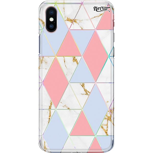 Capa Silicone NetCase Holográfica Blue and Pink Marble Triangles