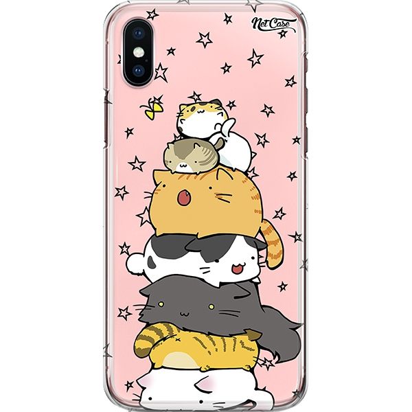 Capa Silicone NetCase Transparente Stacked Cats