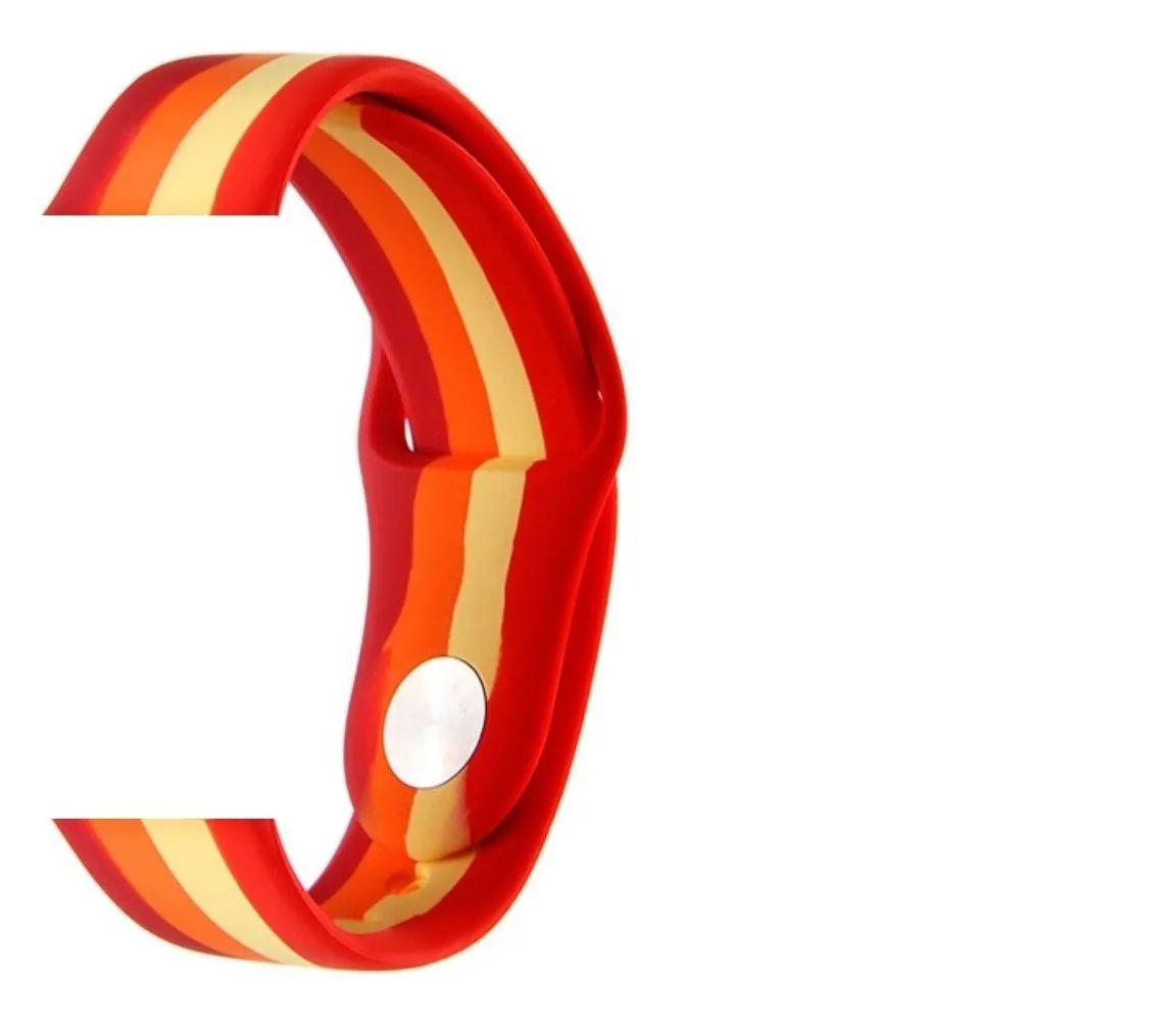 Pulseira Silicone Arco Íris 38/40mm - Vermelho, Amarelo, Laranja, Bordô