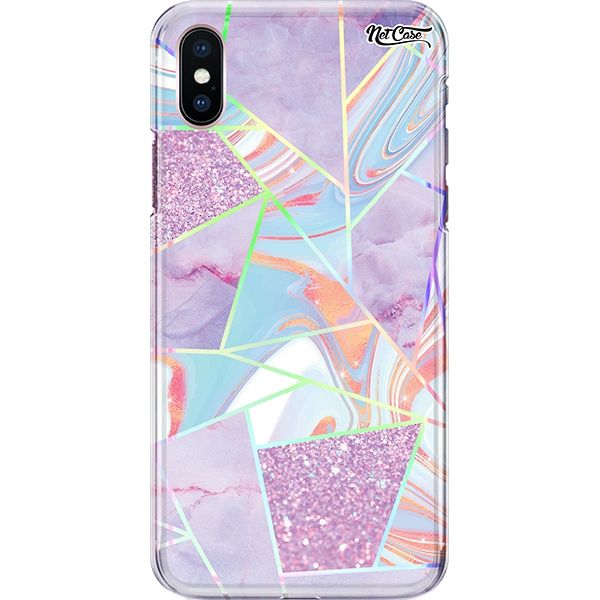 Capa Silicone NetCase Holográfica Geometric Lilac and Orange