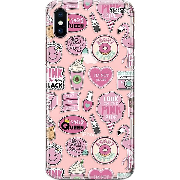 Capa Silicone NetCase Transparente Pink Theme Patches