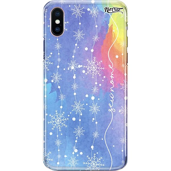 Capa Silicone NetCase Chapada Nome Watercolor Snowflakes