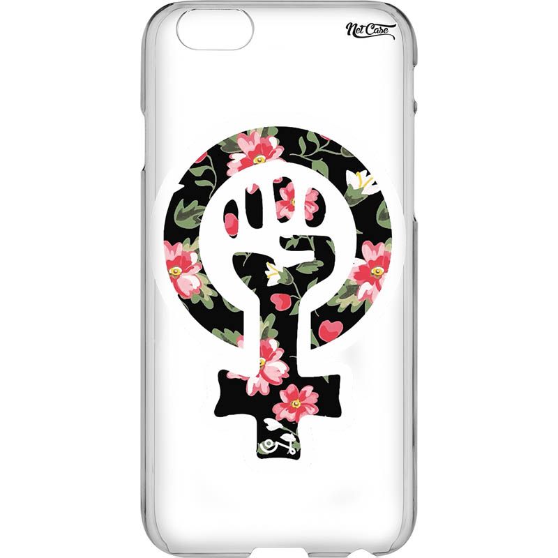 Capa Silicone NetCase Vazada Labrys Feminista Floral 