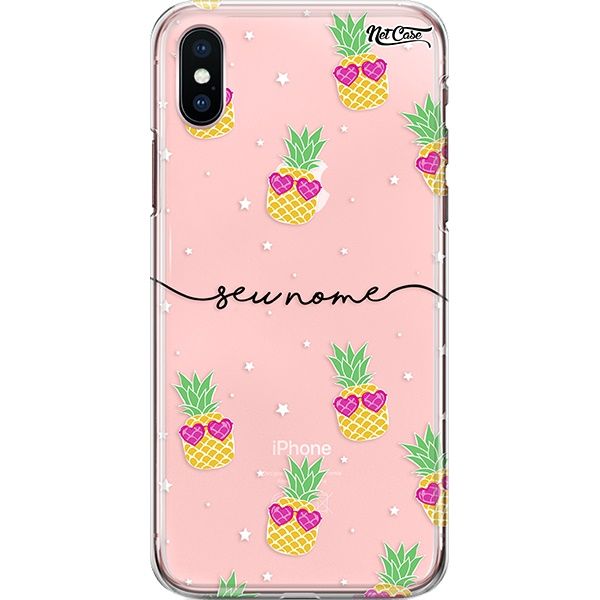 Capa Silicone NetCase Transparente Nome Pineapple Hearts